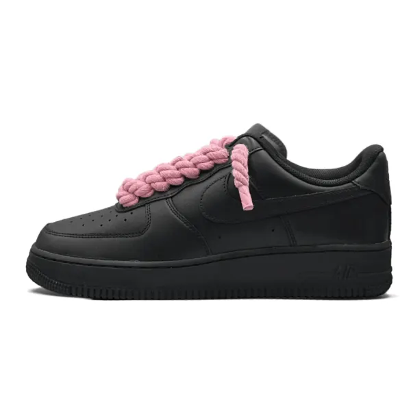"AF1" Black - Pink Rope Laces